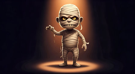 Creepy mummy in the dark. Halloween concept. Vector illustration.の素材
