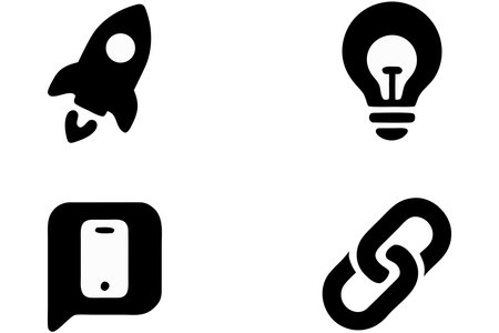 Set of icons with a rocket, a light bulb and a chainのイラスト素材