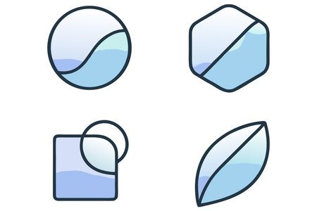 Illustration of a set of four simple and modern icons related to natureのイラスト素材