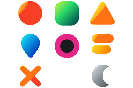 Set of colorful geometrical shapes in flat style. Vector illustration.のイラスト素材