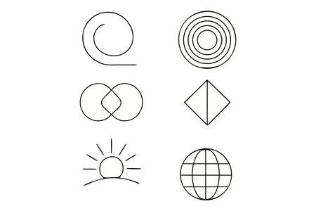 Geometric linear icons set. Outline symbols. Vector illustration.のイラスト素材