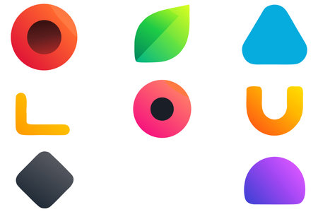 Set of colorful abstract icons on white background. Vector design elements.のイラスト素材