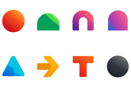 Set of colorful geometric shapes. Vector illustration for your graphic design.のイラスト素材