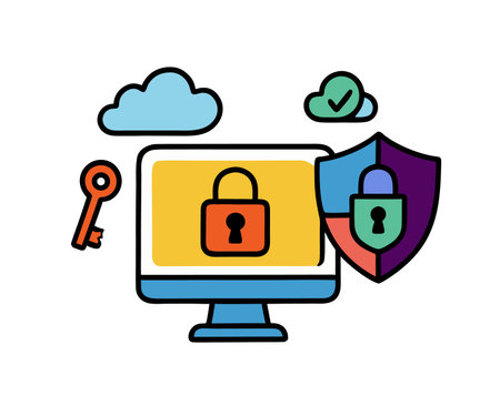 computer with padlock security isolated icon vector illustration design, vector illustration  graphicのイラスト素材