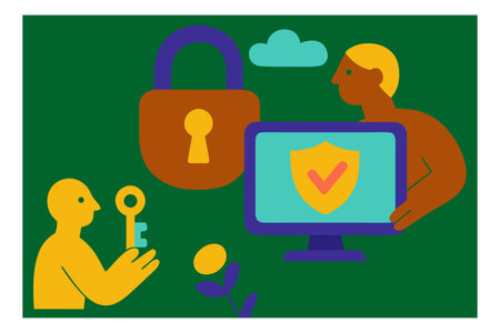 Cyber security concept. Vector illustration in flat design. Data protection and privacy.のイラスト素材