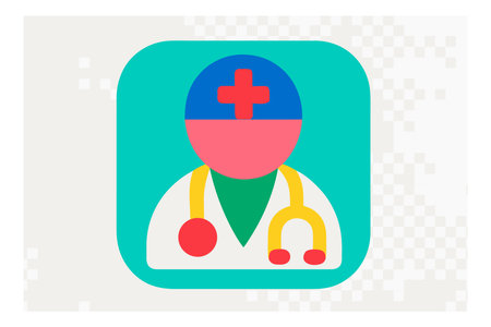 Icon of doctor with stethoscope. Flat style. Vector illustrationのイラスト素材