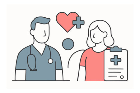 Vector illustration of a doctor and a nurse with a stethoscopeのイラスト素材