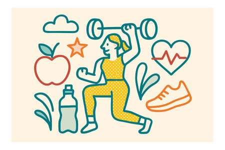 Fitness and healthy lifestyle. Vector illustration in thin line style.のイラスト素材