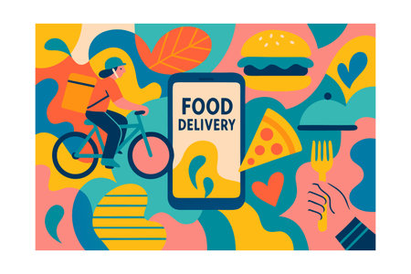 Food delivery concept. Flat vector illustration. Food delivery service concept.のイラスト素材