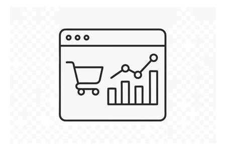 Shopping cart and graph icon. Black and white vector illustration.のイラスト素材