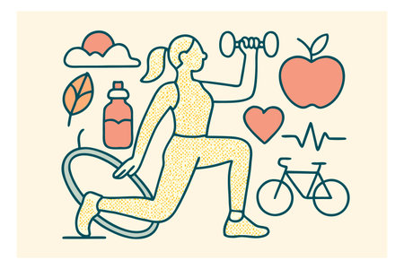 Fitness and healthy lifestyle. Vector illustration in doodle style.のイラスト素材