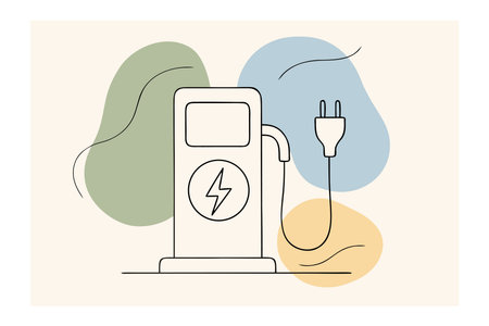 Electric car charging station vector illustration. Electric vehicle charging station icon.
