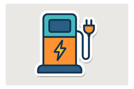 Electric car charging station icon, vector illustration. Flat design style.のイラスト素材