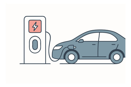 Electric car charging station. Flat vector illustration. Electric vehicle charging station.のイラスト素材