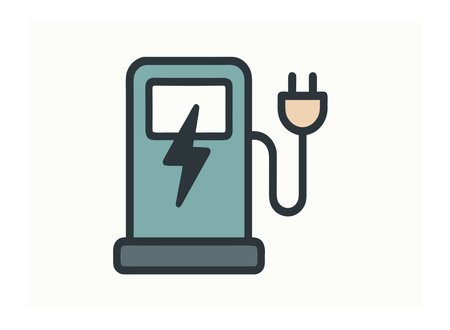 Electric car charging station icon. Outline illustration of electric car charging station icon for web designのイラスト素材