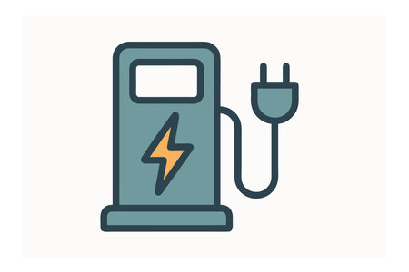 Electric car charging station icon. Flat illustration of electric car charging station vector icon for web designのイラスト素材