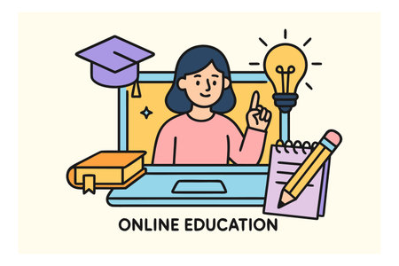 Online education concept. Online education, e-learning, distance learning. Vector illustrationのイラスト素材