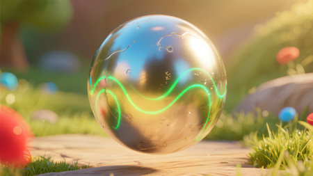 Easter egg in the garden. Easter concept. 3d renderingの素材