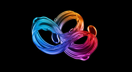 3d render, abstract background with multicolored flowing liquid.の素材