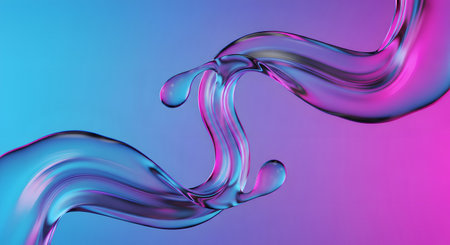 abstract 3d illustration of a splash of water on a colorful backgroundの素材