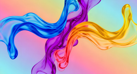 Colorful Liquid metallic wavy background. 3d rendering, 3d illustration.の素材