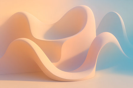 Abstract 3d rendering of wavy shape. Futuristic background design.の素材