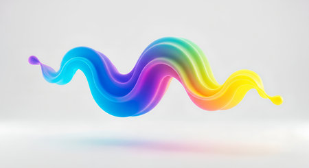 3d rendering of colorful wave on white background. Colorful abstract backgroundの素材