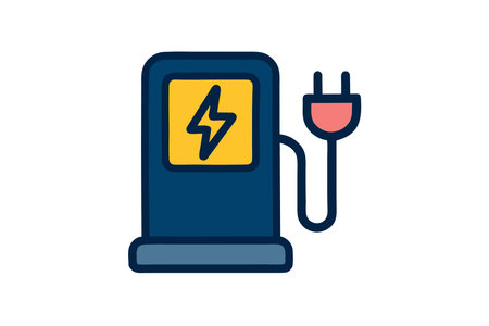 Electric car charging station icon. Flat illustration of electric car charging station icon for web designのイラスト素材