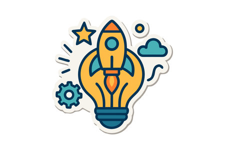 Startup line icon. Vector illustration of rocket and light bulb.のイラスト素材