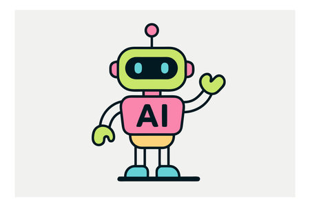 Cute robot line icon, vector illustration. Flat design style.のイラスト素材