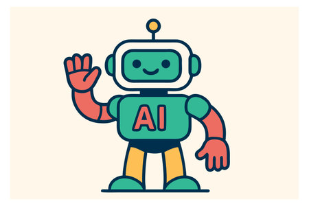 Cute robot waving hand. Vector illustration in flat cartoon style.のイラスト素材