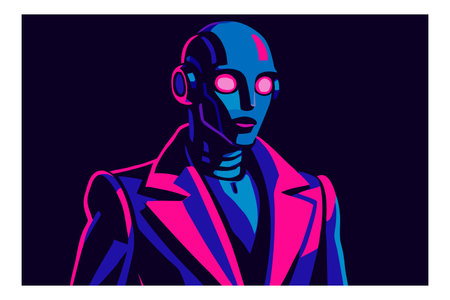 Cyborg man in suit. Vector illustration of a cyborg.のイラスト素材