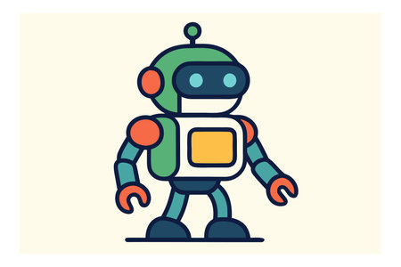 Cute robot vector illustration in flat cartoon style. Robot icon.のイラスト素材