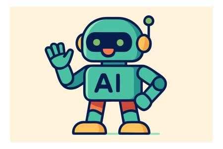 Cute robot waving hand. Vector illustration in flat cartoon style.のイラスト素材