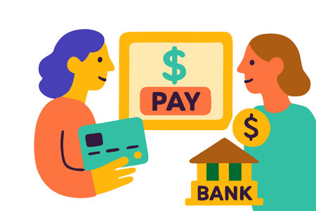 Vector illustration of a woman buying a house with a credit card.のイラスト素材