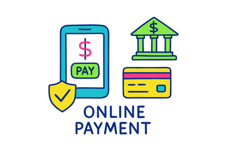 Online payment flat line color icon. E-commerce, e-commerce, mobile banking. Pictogram for web page, mobile app, promo. UI UX GUI design elementのイラスト素材