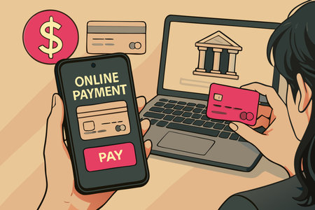 Online payment with credit card. Vector illustration in flat design style.のイラスト素材