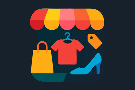 Shopping online concept. Vector illustration in a flat style on a dark background.のイラスト素材