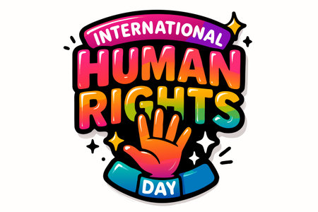 International Human Rights Day. Vector hand drawn lettering on white background.のイラスト素材