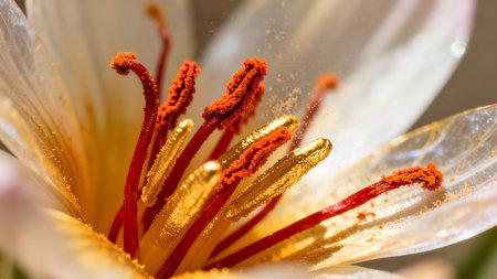 Macro of the pistil and stamens of a crocusの素材