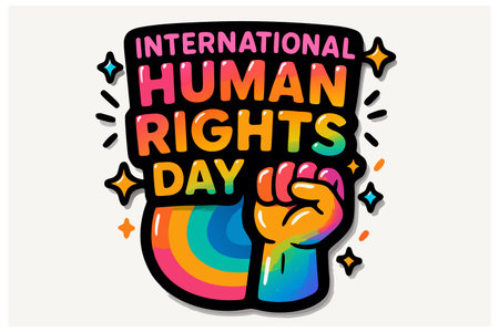 International Human Rights Day. Hand drawn lettering. Vector illustration.のイラスト素材