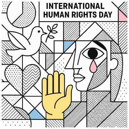 International Human Right Day. Vector illustration in flat style. Design for banner, poster or print.のイラスト素材