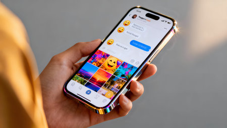 Woman hand holding iPhone X with Instagram application on the screen. Instagram is a photo-sharing social networking service.の素材