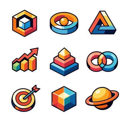 3d isometric icons set, vector illustration. Flat design.のイラスト素材
