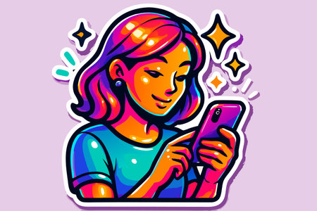 Girl using a smartphone. Vector illustration of a girl using a smartphone.