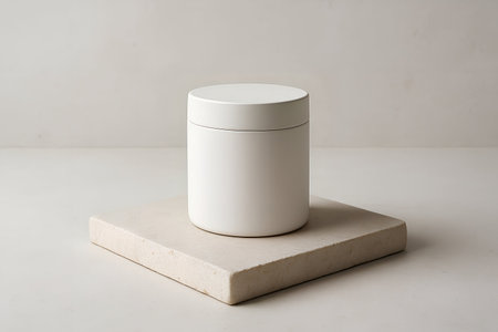 White cosmetic container on a white background. Mockup for design.の素材