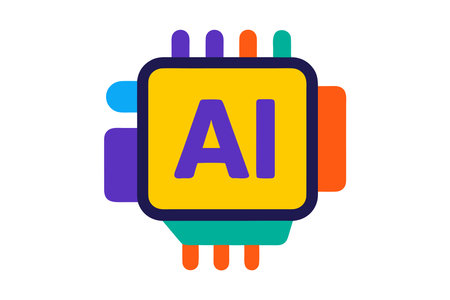 Artificial intelligence AI chip flat icon, vector sign, colorful pictogram isolated on white....
