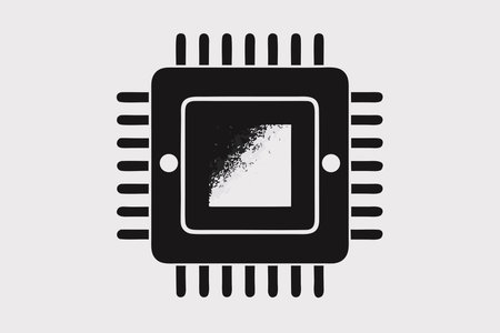 Circuit board vector icon. Black and white microchip illustration.