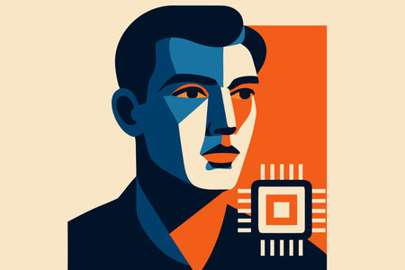 Artificial intelligence concept. Vector illustration of a man with a processor.
