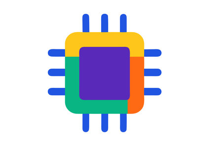 Computer microchip icon. Flat color design. Vector Illustration.